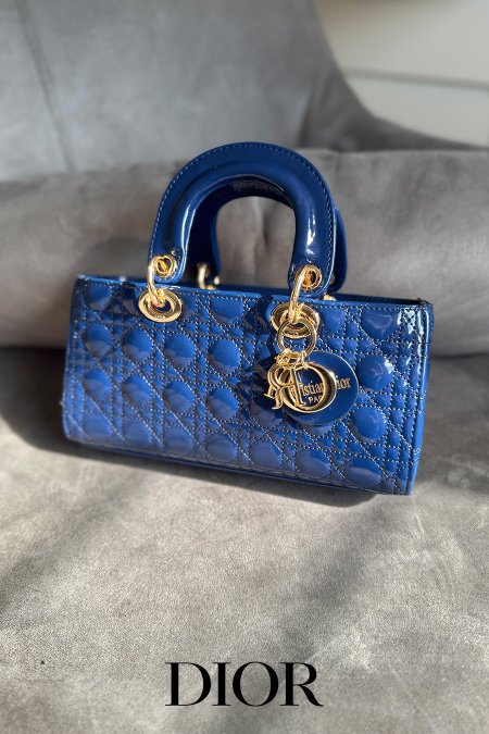 شنطة - LADY Dior / تركي المنشا كواليتي عالي  - الازرق الملكي / لميع